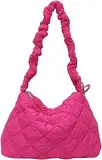 BAUFAS Gesteppte Einkaufstasche, Puffer-Geldbörse for Damen, gesteppte Tasche, geschwollenes Tragetuch, leichte gesteppte gepolsterte Umhängetasche(A03-rose Pink)