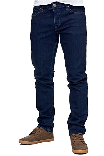 Reslad Jeans-Herren Slim Fit Basic Style Stretch-Denim Jeans-Hose RS-2063 Dunkelblau W32 / L34