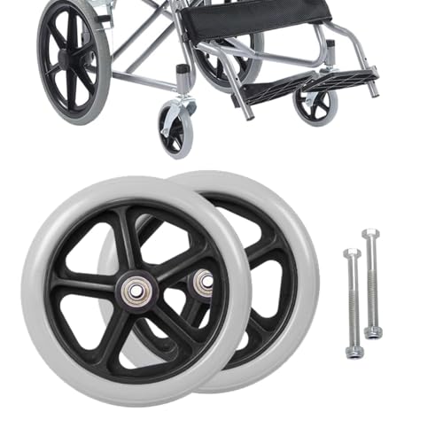 generisch 140-200mm Solide Ersatzräder-2 Stück Ersatzrad Rollator Vorderräder Schwarz/grau Ersatzräder Abriebfest Deaktivierte rutschfeste Gummiräder Rollstuhlzubehör(Gray,6in/14cm)