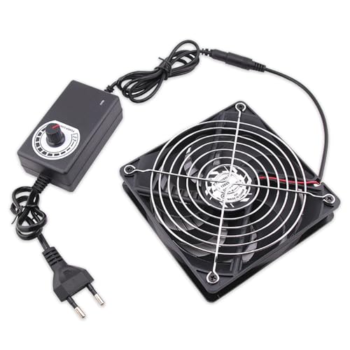 Aoreun 120mm Gehäuselüfter, PC Lüfter Dual Kugellager mit Geschwindigkeitskontrolle, AC 220V Lüfter Bürstenlos Kühlung Lüfter Computer Lüfter für PC, TV-Box, Empfänger, AV-Kabine, PS4, Router