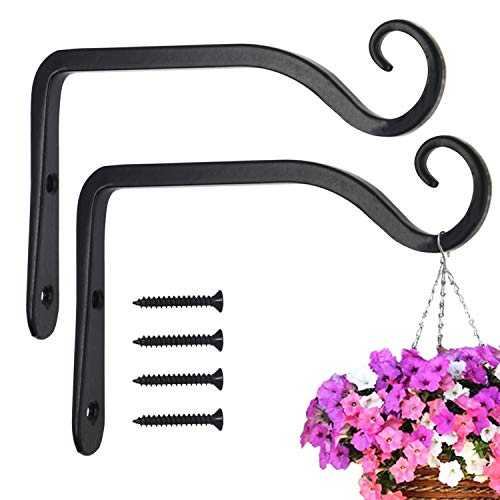 LOOGI Pflanzenhalterung Blumenampelhalter Eisen Wandhaken Blumenampel Wandhalter Haken 15cm zum Aufhängen von Pflanzer Vogelhäuschen Laterne Windspiele Wandleuchter - 2 Stücke