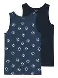 NAME IT Jungen NKMTANK TOP 2P Dark Denim Football NOOS Unterhemd, 134/140