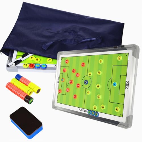 PhantomSky Taktiktafel Fußball, Fussball Taktiktafel, Trainer Zubehör Fußball Magnettafel Soccer Board mit Marker Stift Enthalten Magnetische Chips und Marker (Größe: 44cm x 31cm)