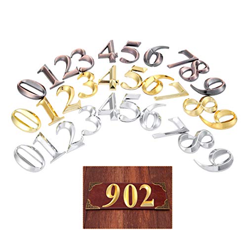 Bingea Kunststoff-Bronze/Gold/Anzahl Tür Adresse 3D Digits Die Zahl Platte Plaque Zeichen-Aufkleber Self-Adhesive für Torraum 5cm
