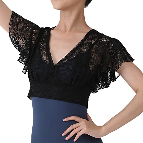 Dance Elite - Robinn - Full Lace Dance Top für Damen Tops für Frauen Ballett und Tanz, Schwarz, Erwachsene Medium