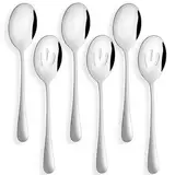 tiokin Servierlöffel, inklusive 3 Servierlöffel und 3 Schlitzlöffel, 8.7Inch(22,1 cm) großes Edelstahl-Servierutensilien-Set, Servierlöffel-Set für Buffet, Partys, Bankett, Kochen, Küche, 6 Stück