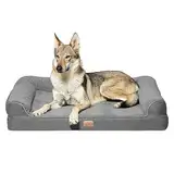 BEDSURE orthopädisches Hundebett große Hunde - Hundesofa mit eierförmiger Kistenschaum, kuschelig Schlafplatz in Größe 106x81 cm, waschbare Hundesofa, grau