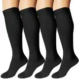 DDOBB 4 Paar Kompressionsstrümpfe Damen und Herren Stützstrümpfe Kompressionssocken Stützsocken Reisestrümpfe für Flug Sport Running Radsport(Schwarz*4, L-XL)