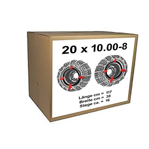 20x10.00-8 Schneeketten + Spanner für Rasentraktor Aufsitzmäher 20 x 10.00-8 und 20x10.00-10 20x10.00-8