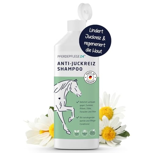 PFERDEPFLEGE24 Pferde Shampoo Anti Juckreiz 500ml - Juckreiz lindern & Haut regenerien - Natürliches Pferdeshampoo gegen Juckreiz, Milben, Pilz-, Floh & Parasiten