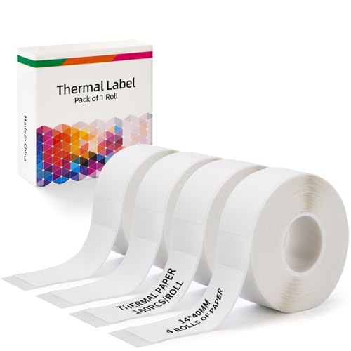 4 Rollen Etikettenband, 14 x 40 mm Thermo-Etikettenband Wasserfeste Geeignet für Etikettendrucker Drucken Sie Barcode, Name, Datum, Preis usw Geeignet für Haus, Schule, Büro (180 Etiketten/Rolle）