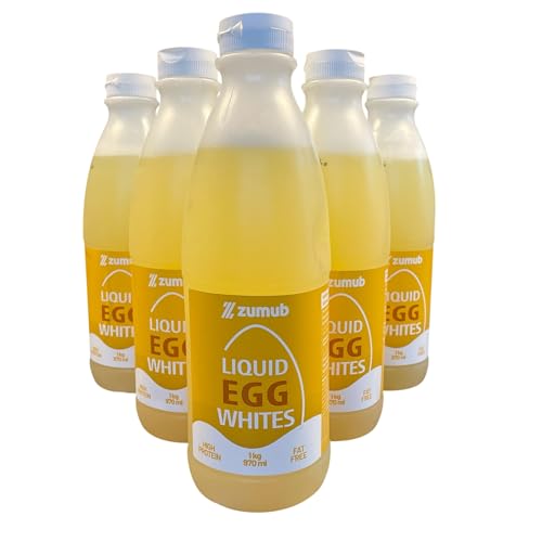 Zumub Flüssiges Eiklar (6x1000g) - Reines Protein aus pasteurisiertes eiweiß mit wenig Kalorien - Ideal flüssigei für gesunde Shakes, Backen und Kochen - 100% egg white