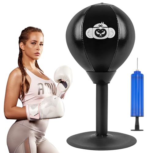 Büro Punchingball, Desktop Boxsack mit Starken Saugnäpfen, Mini Boxsack Boxing Gadgets, Stressabbauender Punching Ball für Erwachsene und Kinder