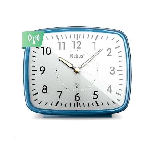Mebus Analoger Funkwecker im Retro-Design mit abgerundeten Ecken/Material: Kunststoff/Farbe: Blau/Modell: 25363