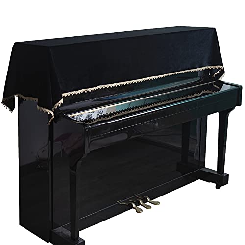 Mooson Aufrechte Klavierabdeckung, Universal Klavier-Staubschutz, Elektrisches Klavierabdeckung, leichter Luxus, weicher Touch, glänzend, dick, High-End, einfach und schön (schwarz)