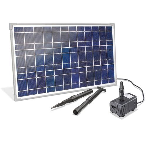 esotec Solar Pumpensystem Waterfall 25/1600, Komplettset, Bachlauf für Gartenteich, Bachlaufpumpe, Solarmodul 25W, Solarbrunnen außen, Wasserspiel, Vogeltränke Wasserfall, 1600l/h 101018
