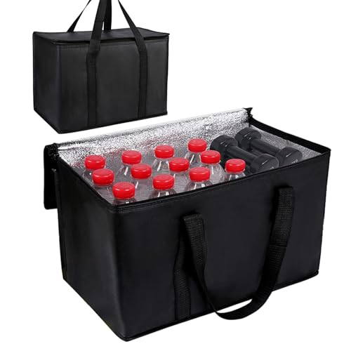 lisutupode Isolierte Lunchtasche, 51 x 25,5 x 3 cm, Vlies, tragbar, mit Reißverschluss und faltbarem Griff, leicht, um Lebensmittel warm oder kalt zu halten