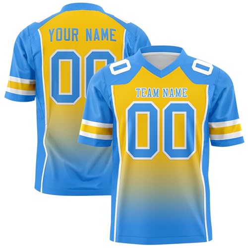 Personalisierbares Fußballtrikot für Männer und Frauen, Jugendliche, klassisches Design, athletisches Sportshirt, personalisierte Namensnummer, 1-Gelb, S