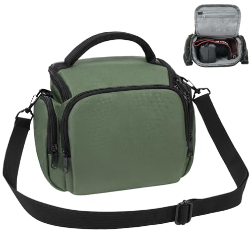 Ainiv Kameratasche, Spiegelreflex DSLR SLR Fototasche, Kamera Tasche zum Umhängen Kompatibel für Canon Nikon Sony SLR/DSLR Kamera Objektive und Zubehör Wasserdicht, Grün