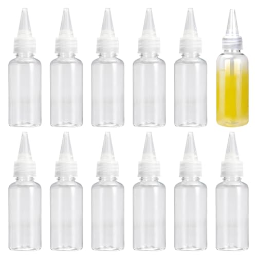 SRTSTR 12 Stück Kunststoff Quetschflasche 20ml Squeeze Flasche Leere Klein Plastikflaschen Transparente Kein Leck Quetschflaschen mit Kappen für Flüssigkeiten, öl, Sauce, Farbe, Lotion