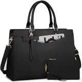 RAINSMORE Laptoptasche Damen 15,6 Zoll Shopper Tasche Groß Handtasche mit Geldbörse Arbeitstasche Aktentasche PU Leder Lehrertasche Business Tasche