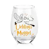 15oz Weinglas Mit Gravur - Du Bise Mein Lieblings Muggel – Lustiges Geschenk Für Frauen Und Männer, Perfekter Fanartikel, Weingläser Ohne Stiel, Weinglas Personalisiert Ideal Für Jeden Anlass