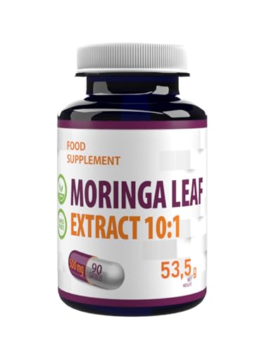 Moringa Leaf 5.000mg Äquivalent (500mg 10:1 Extrakt) 90 vegane Kapseln, Drittanbieter Labor getestet, High Stregth Supplement