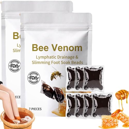 2 Stück Bienengift Fussbad, Bienengift Fußbad, Bee Venom Fußbad,Bee Venom Foot Soak, Bienengift Lymphdrainage Fußbad, Detoxingherbs Cleansing Foot Soak Beads, Healthy Cleanse Body Relief Relax