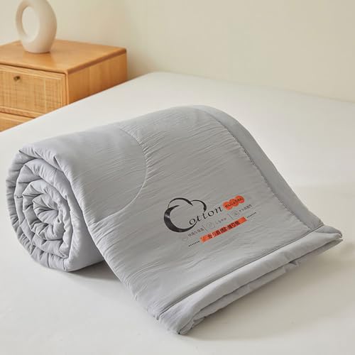 DOTBUY-SHOP Bettüberwurf Steppdecke, Volltonfarbe Tagesdecke Baumwolle Leichte Tagesdecken mit Präge Wohndecke aus Gesteppt Bettdecke für Einzelbett Doppelbett (Hellgrau,110×150cm)