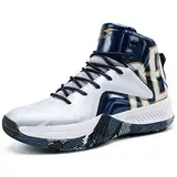 ASHION Basketballschuhe Herren Turnschuhe Anti-Skid Atmungsaktiv Outdoor Sportschuhe(N Weiß Blau,42 EU)