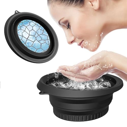 Face Ice Bath Bowl, Silicone Ice Facial Folding Washbasin, Foldable Ice Bath Artifact, Portable Washing Basin, Face Ice Bath Water Chiller for Soothe Skin, Reduce Puffiness, Pore Shrinking