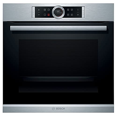 Bosch Hausgeräte HBG675BS1 Serie 8 Einbau-Backofen, 60 x 60 cm, Made in Germany,Pyrolyse Selbstreinigung, AutoPilot 10 Automatikprogramme, 4D Heißluft Backen auf 4 Ebenen,TFT-Touchdisplay,Edelstahl