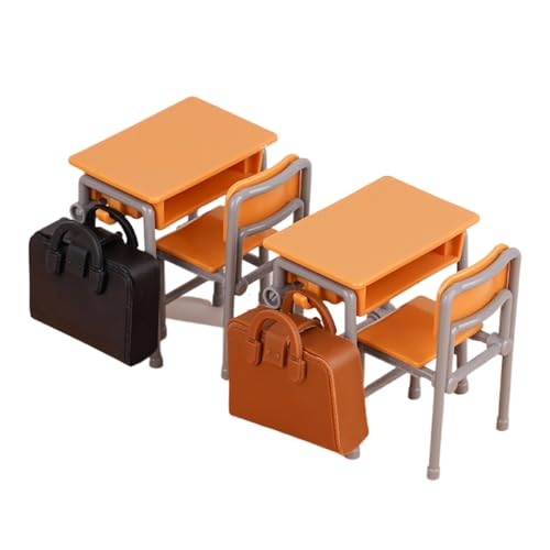 Miniaturentabellenmodell | Miniaturtisch und Stühle für Doll Home - Schulbeutelmodelle, Designbüro und Dekorationen für Spielzimmer und Kinderschlafzimmer, Model School Bag Wire
