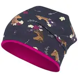 Smarilla Mädchen Mütze Übergangsmütze Beanie Pferde Katzen Punkte Frühling Herbst, Bekleidungsgröße: 54-56, Farbe: Dunkelblau-Pink