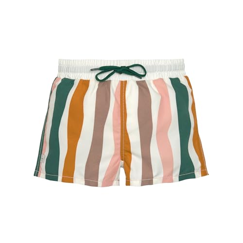 LÄSSIG Baby Kinder Badehose kurz mit UV-Schutz und integrierter Schwimmwindel/Boardie Shorts Waves pink/nature, 7-12 Monate, Größe: 74/80