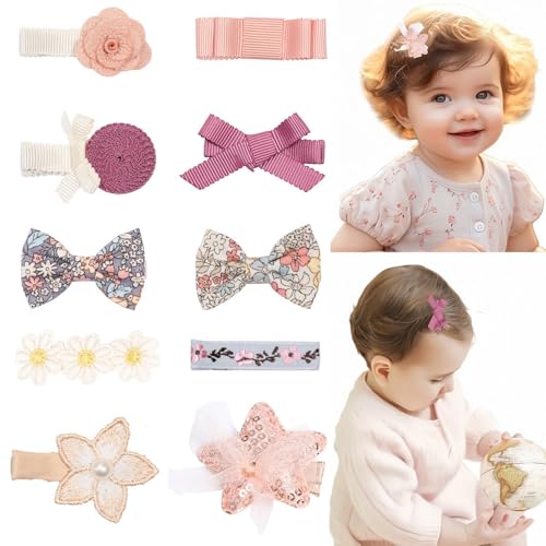 LYXOTO 10 Stück Baby haarspangen Baby Mädchen Haarschleife Krokodilklemmen Samt Haarspangen Haarschmuck für kleine Mädchen Kleinkinder Teenager Kinder (Bunt 1)