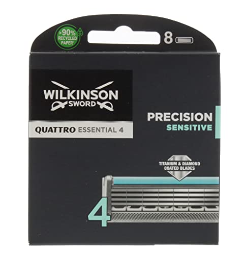 Wilkinson Sword Quattro Titanium Sensitive Rasierklingen für Herren Rasierer, 8 St