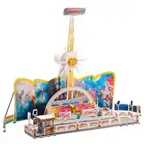 FALLER Fahrgeschäft Rainbow Millenium Modellbausatz mit 261 Einzelteilen 245 x 185 x 260mm I Modelleisenbahn Zubehör H0 I Modelleisenbahn H0 Schaukel, Weiß