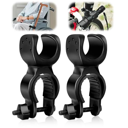 Yewseas 2PCS Stockhalter Für Drive Rollator Universelles, Krückenhalter Stockhalterung Gehstockhalter Stockhalter Zubehör Für Gehstöcke Walker Rollstuhl Rollator Mobilitätsroller, 1 Zoll ID