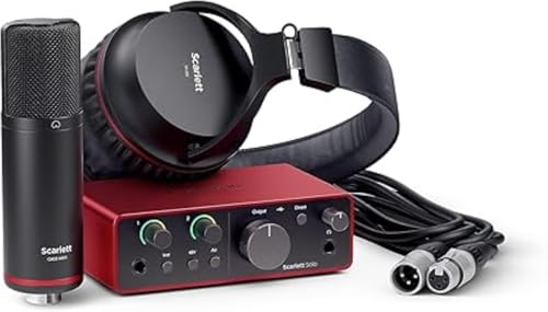 Focusrite Scarlett Solo Studio 4. Gen USB-Audio-Interface für Songwriter, Gitarristen, Sänger und Produzenten, mit Kondensatormic und Kopfhörer für Aufnahme, Komposition, Streams und Podcast
