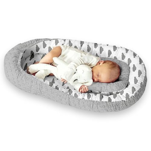 Multifunktionale Kuschelnest Babynest Kokon für Babys und Säuglinge, Nestchen, Reisebett, 100 Prozent Baumwolle, antiallergisch schön gepolstert mit Namen und Datum bestickt, ideal als Geschenk