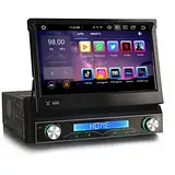 Erisin 8-Kern 4GB RAM+64GB ROM Android 14 1Din Universal GPS Navi Autoradio 7 Zoll HD IPS Touchscreen Integriertes Kabelloses CarPlay Android Auto Bluetooth 5.0 DSP OBD2 TPMS DVB-T2 DAB+WiFi USB A2DP
