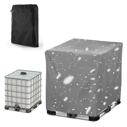 Crysterris IBC Tank Abdeckung, 300L/600L/800L/1000L Abdeckplane für IBC Container, 210D Oxford Regenwassertank Schutzhaube Cover,Schutzhülle Rregentonne(Size:300L : 81 * 61 * 100CM,Color:Grey)
