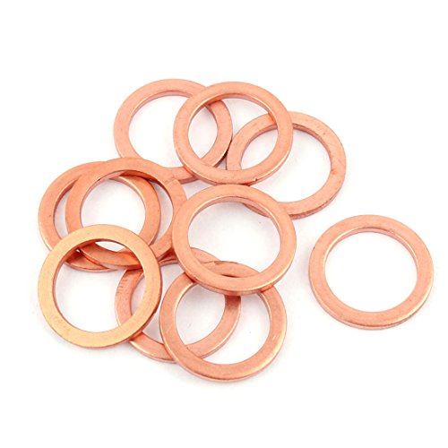 sourcing map 10stk. 22mm x 16mm x 2mm Kupfer Dichtung Packung Zerkleinerungsscheibe Flach Ring de