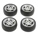 Baoblaze 4pcs Miniatur Autoreifen Gummireifen Felge Reifen 1: 10, DIY Spielzeugauto Gummireifen, 1: 10 Drift Car Racing Car 5 Spoke Black Wheel, Miniatur Rennsport Felgen & Gummireifen 48mm