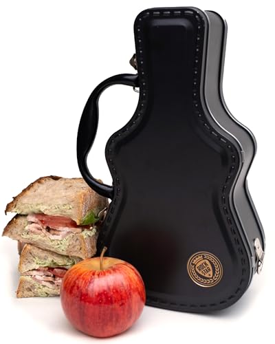 Suck UK Guitar Lunch Box, Brotdose Im Gitarrenkoffer-Design Gitarre, Blechdose Aufbewahrungsbox Pausenbrot, Snacks, Frischhaltedose, Dose mit Tragegriff, Jausenbox und Bento für Schule