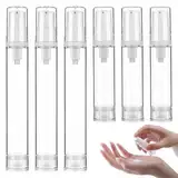 6 Stück Airless Pumpspender Leer,10ml und 15ml Pumpspender zum Befüllen,Airless Tragbarer Cremespender,Kleine Reiseflaschen zum Befüllen,Tragbarer Creme Pumpspender Kosmetische Durchsichtig-Flaschen