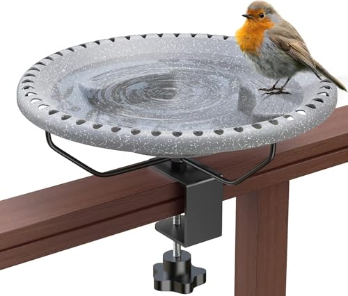 HouseSapp Vogeltränke,Vogeltränke Balkon vogeltränke Balkongeländer vogelbad Garten Modern,(∅ 29.2 cm) Vogeltränke Groß Frostsicher Winterfest Vogeltränke Hängend Wassertränke für Vögel (Grau)