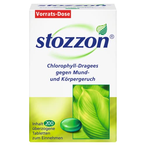 Stozzon Chlorophyll-Dragees 20 mg überzogene Tabletten – Mundgeruch und Körpergeruch wirksam vorbeugen – 200 Dragees