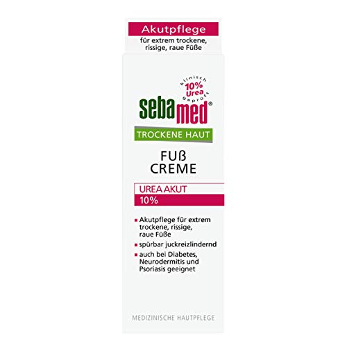 sebamed Trockene Haut Fusscreme Urea Akut 10% 100 ml, lindert spürbar Juckreiz, Spannungsgefühl und Rissigkeit und hilft, die natürliche Feuchtigkeitsbalance der Haut wieder herzustellen